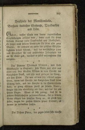 Beyspiele kindlicher Ehrfurcht, Dankbarkeit und Liebe.