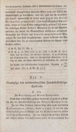 Tit. V. Grundzüge des württembergischen Intestat-Erbfolge-Systems