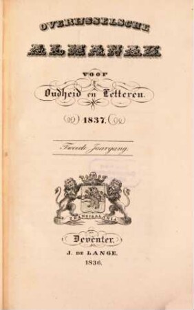 Overijsselsche almanak voor oudheid en letteren. 2, 2. 1837 (1836)