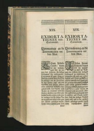 XIX. Exhortationes vom Sacrament.