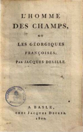 L' homme des champs, ou les géorgiques françoises